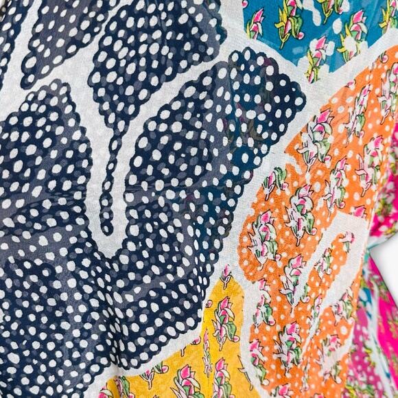 2/$25 Dianne Von Furstenberg Camila Silk Top Off Shoulder Blouse Beach Vacation - Picture 8 of 15